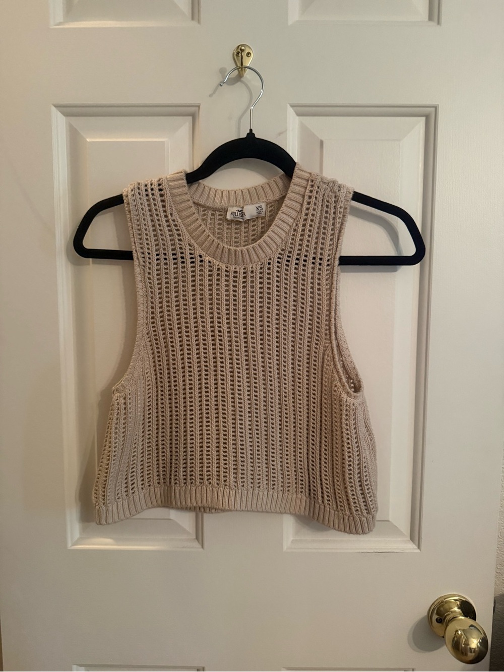 Hollister Beige Crochet Knit Tank Top